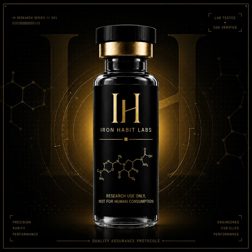 Premium peptide vial in laboratory setting